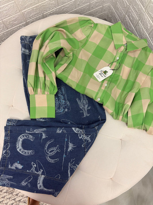 The Green Plaid Top