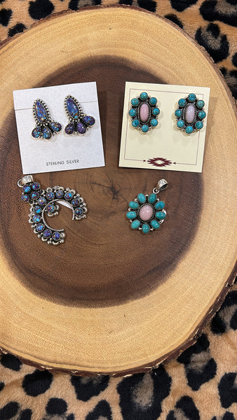 Turq/ Pink Opal Earrings