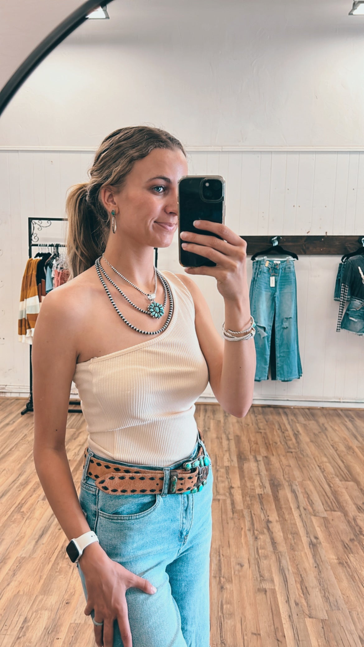 Beige One Shoulder