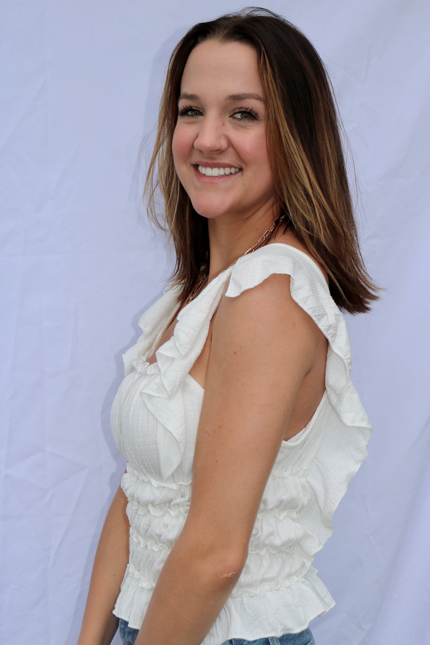 Ivory Ruffled Bodysuit