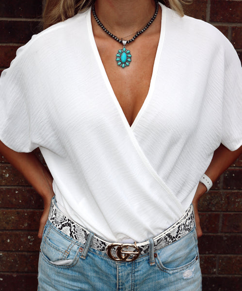 Ivory V Neck Bodysuit